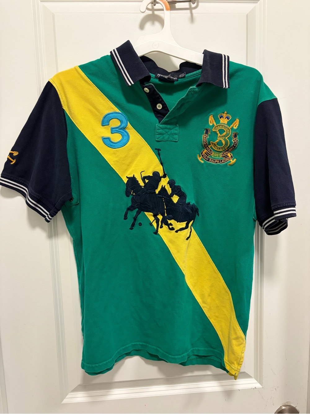 Polo Ralph Lauren vintage rare Knit logo Colorblock Polo Shirt see measurements